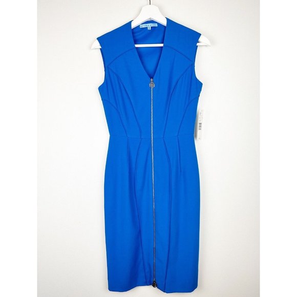 ANTONIO MELANI Dresses & Skirts - NWT Antonio Melani Blue Sheath Dress Size 0 Classic Knee Length Office Sleevless